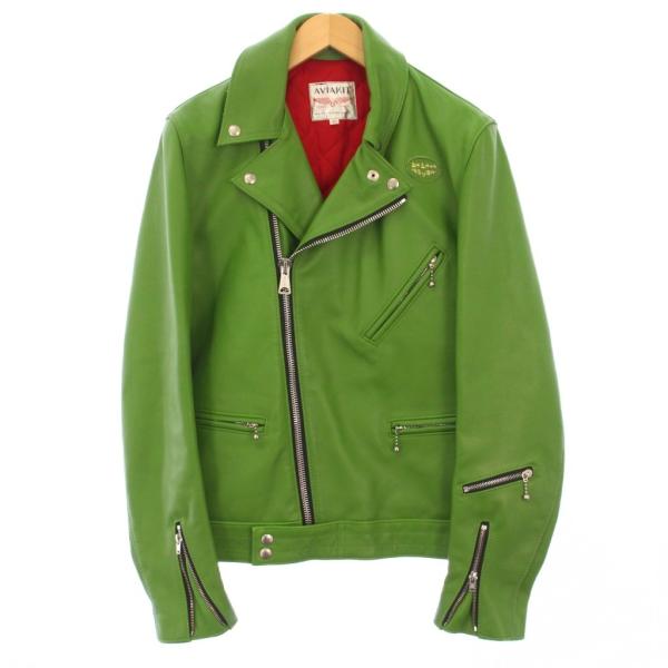 AVIakit グリーン シングルライダースジャケット 40 vectorpremium_081-102509180179