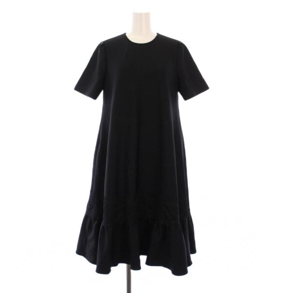 【中古】ルネ Rene 24年製 リラテックワンピース 半袖 ロング レース切替 34 黒 5427990 /KH レディース Rene（ルネ） Rene 24年製 リラテックワンピース 半袖 ロング レース