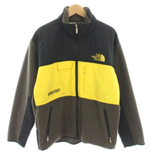 【中古】ザノースフェイス スティープテック 90's フリースジャケット USA製 L グレー 黄 070711/33 メンズ THE NORTH FACE（ザ ノースフェイス） スティープテック STEEP TECH
