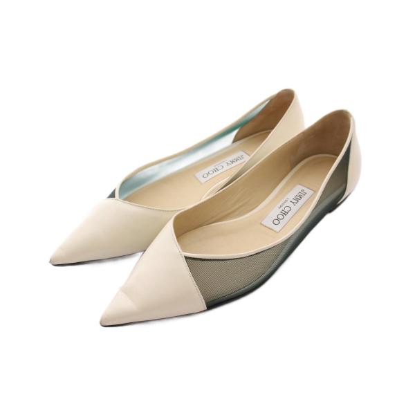 美品　ジミーチュウ　SAIA FLAT フラットシューズ レザー　メッシュ ジミーチュウ JIMMY CHOO SAIA FLAT フラットシューズ パンプス レザー