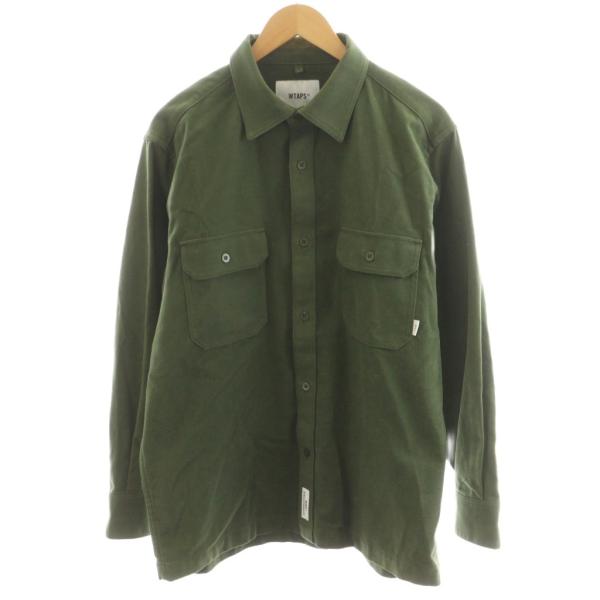 ダブルタップス WTAPS ミリタリーフランネルシャツ ロゴ コットン 3