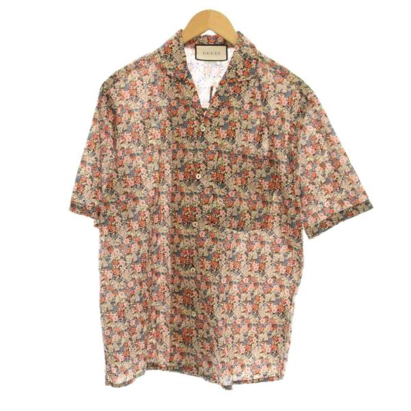 【中古】グッチ LIBERTY カジュアルシャツ オープンカラー フラワープリント 花柄 46 マルチカラー 636407 ZAFKZ GUCCI（グッチ） GUCCI LIBERTY カジュアルシャツ オープンカラー