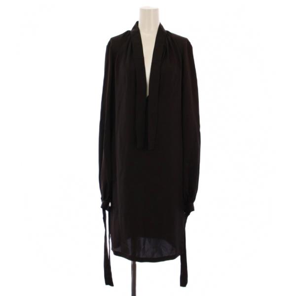 【中古】グッチ GUCCI ワンピース ひざ丈 長袖 シルク 38 チャコールグレー 113925 ZF043 /BM レディース GUCCI（グッチ） ワンピース ひざ丈 長袖 シルク 38 チャコールグレー