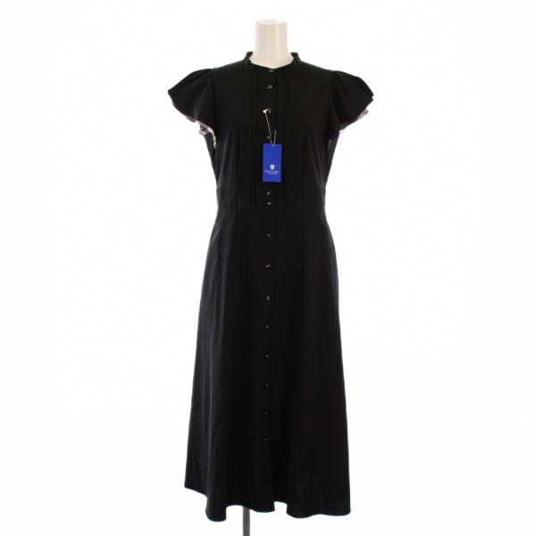 【中古】未使用品 ブルーレーベルクレストブリッジ 23年製 シルキータフタシャツドレス 半袖 ロング 36 黒 レディース 未使用品 ブルーレーベルクレストブリッジ BLUE LABEL CRESTBRIDGE 23