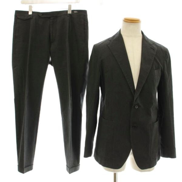 【中古】タリアトーレ G-DAKAR TAG11 シングルスーツ シアサッカー ジャケット パンツ ストライプ柄 50 黒 33UEZ006 タリアトーレ G-DAKAR TAG11 シングルスーツ セットアップ シア