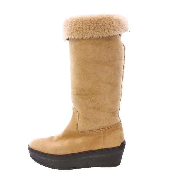 【中古】トッズ TOD'S ムートンブーツ ロング 厚底 スエード ベージュ /BB レディース vectorpremium_081-102510230249