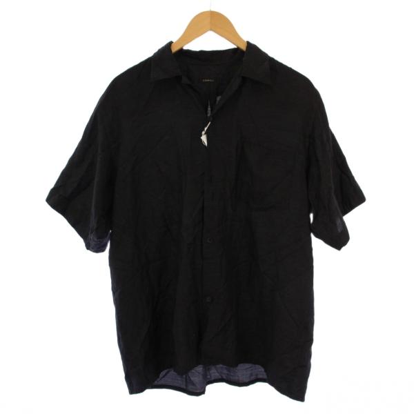 【中古】未使用品 コモリ COMOLI 25SS ウールシルク 半袖オープンカラーシャツ 1 黒 B01-02006 /BM メンズ 未使用品 コモリ COMOLI 25SS ウールシルク 半袖オープンカラーシャツ