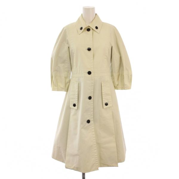 【中古】グッチ GUCCI ステンカラーコート アウター ロング丈 七分袖 パフスリーブ ワンカラー 38 白 ホワイト GUCCI（グッチ） ステンカラーコート アウター ロング丈 七分袖