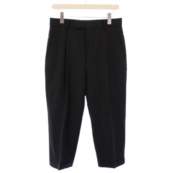 【中古】ワコマリア WACKO MARIA ロロピアーナ スラックスパンツ タック ジップフライ ウール 無地 ワンカラー S 黒 WACKO MARIA（ワコマリア） ロロピアーナ スラックスパンツ タック
