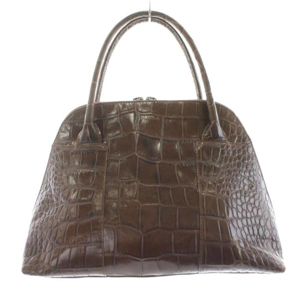 FURLA（フルラ） ハンドバッグ クロコダイル型押し レザー 茶 ブラウン