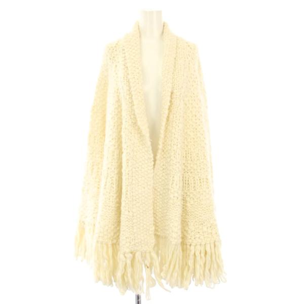 Radyホワイト ケーブルニット ポンチョ F ケイシラハタ kei shirahata ポンチョ ウール F 白 ホワイト