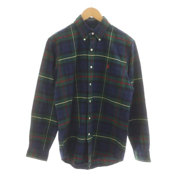 ラルフローレン ネルシャツワンピース 紺×緑タータンチェック マキシ丈ポニー刺繍 ラルフローレン ネルシャツワンピース 紺×緑タータンチェック マキシ丈