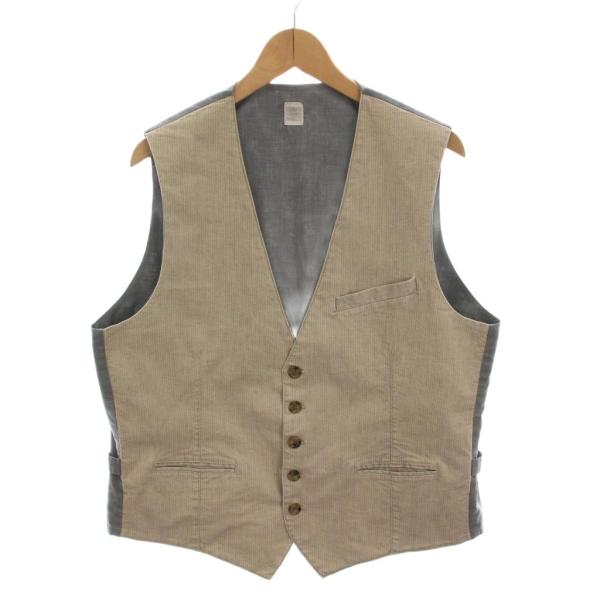 イレブンティ eleventy ベスト Vネック 前開き L ベージュ グレー /YM