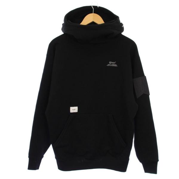 WTAPS ビッグロゴ刺繍 フリース プルオーバー パーカー 02 黒 ダブルタップス WTAPS 22AW Seal Hooded Sweatshirt プルオーバー