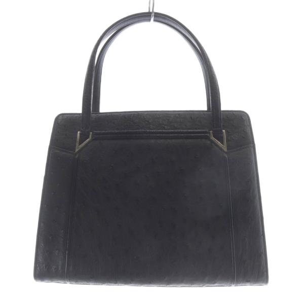 ノーブランド オーストリッチ ハンドバッグ 黒 ブラック /SR