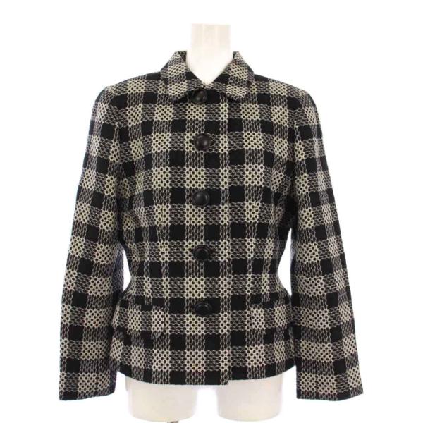 【美品】クリスチャンディオール ハーフコート チェック イエロー×グレー M Christian Dior（クリスチャン・ディオール） ステンカラージャケット