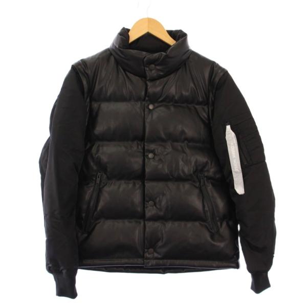 【中古】未使用品 ジーユー UNDERCOVER コンバーチブルパデッドブルゾン 中綿ジャケット フェイクレザー 切替 S 黒 未使用品 ジーユー UNDERCOVER コンバーチブルパデッドブルゾン 中綿