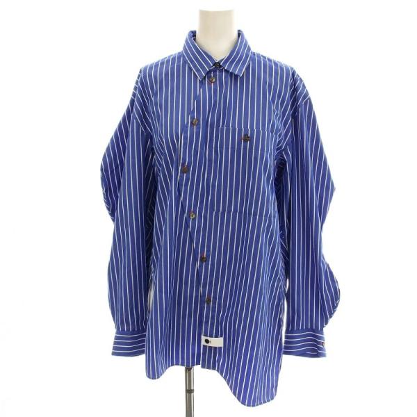 完売品✨ENFOLD サテンストライプ ワイドスリーブ ビック シャツ 38 紺