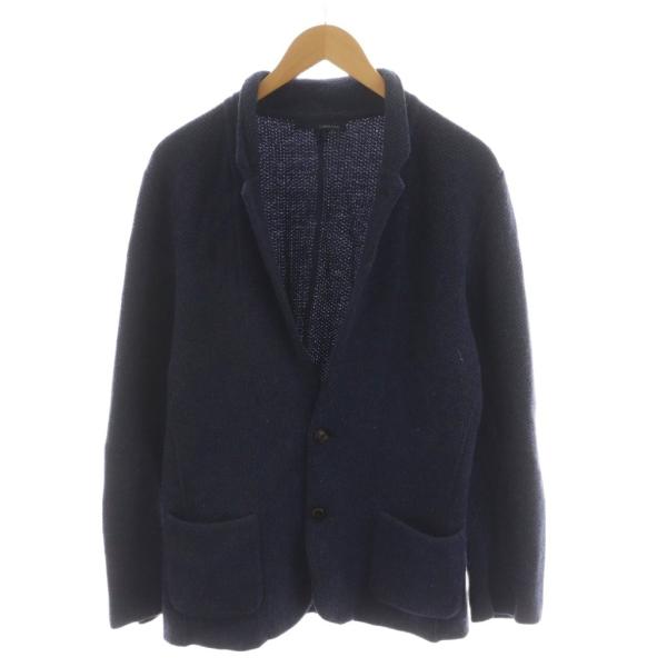 LARDINI ラルディーニ テーラードジャケット ネイビー アルパカ ウール ラルディーニ LARDINI JJLJM19 テーラードジャケット シングル ニット