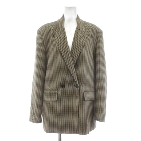 ZARA（ザラ） テーラードジャケット ダブル チェック柄 M ベージュ 茶