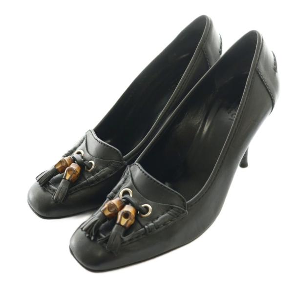 GUCCI（グッチ） バンブー タッセル パンプス 37.5 黒 ブラック /SS
