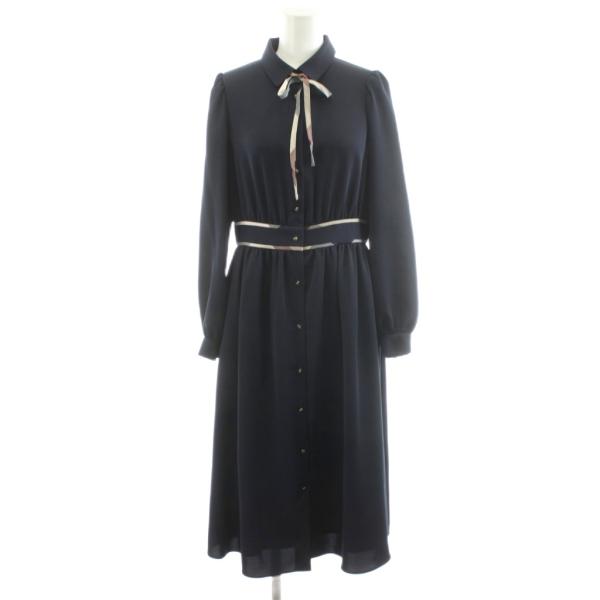 ブルーレーベルクレストブリッジ　ロングワンピース　ピンク　プリーツ　36　リボン ブルーレーベルクレストブリッジ BLUE LABEL CRESTBRIDGE ワンピース