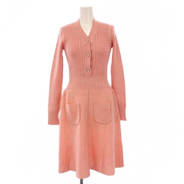 正規品　CHANEL ジップアップ ワンピース 長袖 CHANEL（シャネル） ニットワンピース ロング 長袖 ノースリーブ