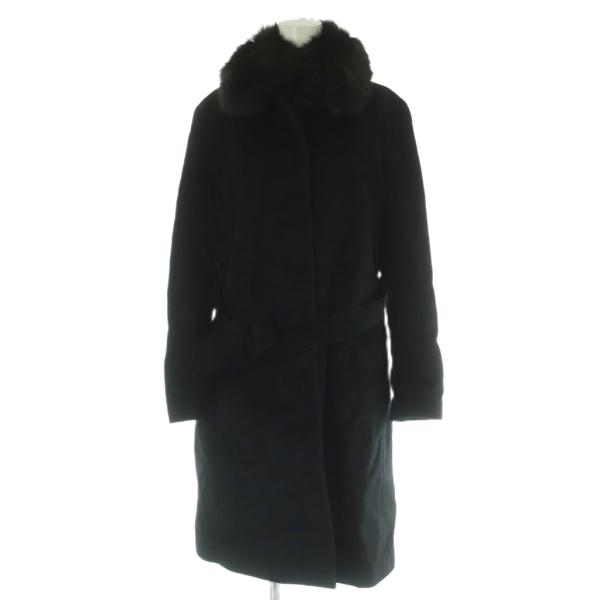 エフデ ef-de コート ウール 13 黒 アンゴラ フォックスファー ファー