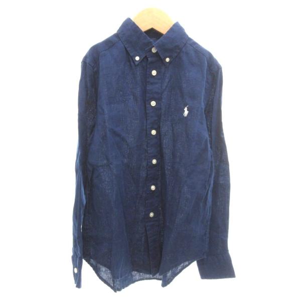 ラルフローレン RALPH LAUREN カジュアルシャツ 麻 リネン ポニー刺繍 長袖 140 紺 ネイビー /YJ キッズ【ブランド】ラルフローレン RALPH LAUREN【表記サイズ】140【実寸サイズ】肩幅：34cm　身幅：43c...