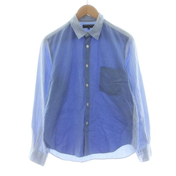 コムデギャルソンシャツ　切り替え長袖シャツ　ストライプ　L コムデギャルソンオム COMME des GARCONS HOMME カジュアルシャツ 長袖