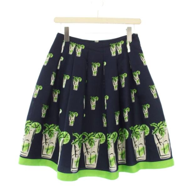 M'S GRACY トランプ柄フレアスカート 42 エムズグレイシー M'S GRACY フレアスカート ひざ丈 グラスモチーフ 38