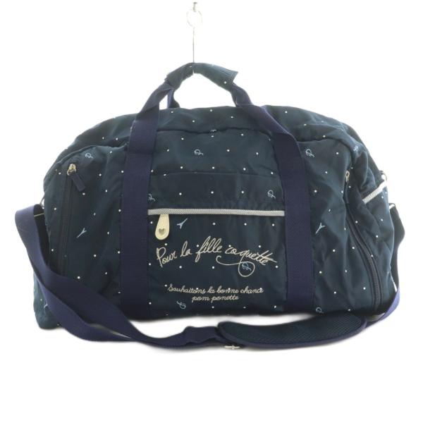 ポンポネット pomponette 2WAY ボストンバッグ ショルダーバッグ ドット 紺 /MI キッズ【ブランド】ポンポネット pomponette【表記サイズ】表記なし【実寸サイズ】持ち手の長さ：43cm　ヨコ：50cm　タテ：30....