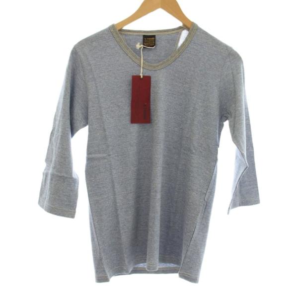 未使用品 アボンタージ A VONTADE Tシャツ S ブルー 無地 Vネック 七分袖 /JP メンズ