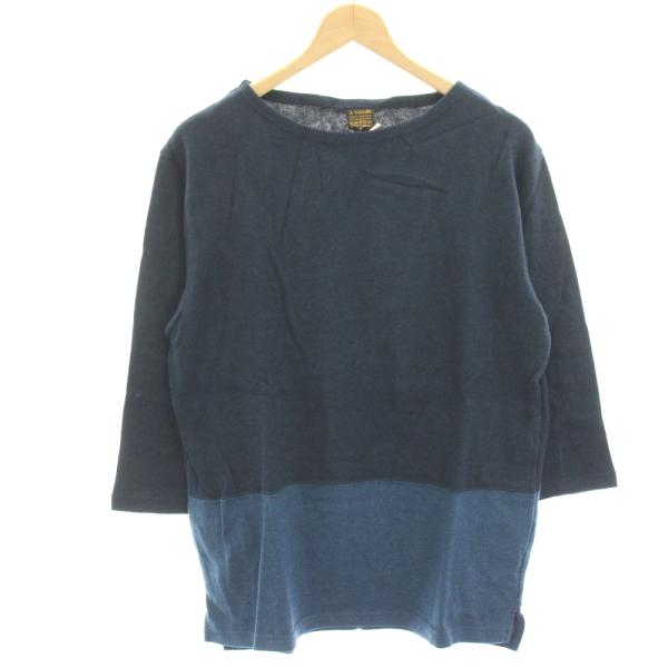 未使用品 アボンタージ A VONTADE タグ付き Tシャツ カットソー 七分袖 M 青 ブルー 紺 ネイビー VTD-0369 /HN メンズ