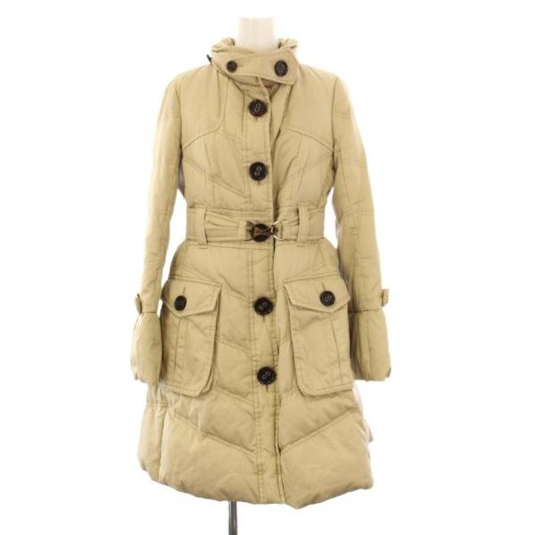バーバリーブルーレーベル BURBERRY BLUE LABEL ダウンコート スタンドカラー ロング 裏地ノバチェック 40 ベージュ FRF09-588-40 /KH レデ