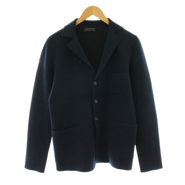 PRADA（プラダ） ニットテーラードジャケット ウール カシミヤ混 46 紺 