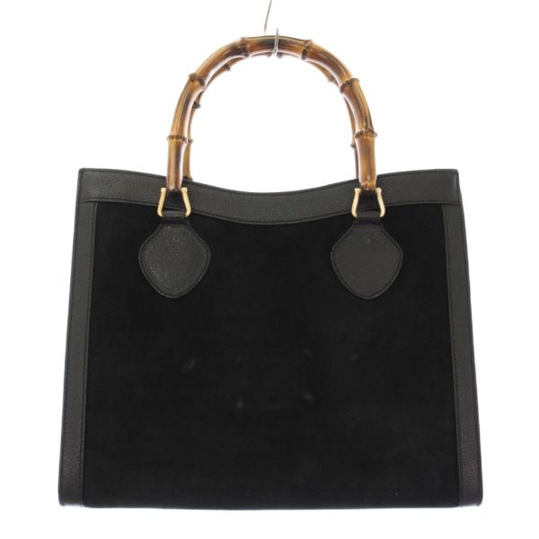 GUCCI（グッチ） バンブーハンドバッグ　レザー黒 002.1096.0260 GUCCI（グッチ） バンブー ハンドバッグ スエード レザー 切替 黒