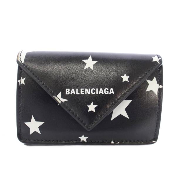 新品未使用 バレンシアガ 星柄 スタープリント レザー三つ折り財布 637450 BALENCIAGA（バレンシアガ） ペーパーミニウォレット 三つ折り財布 星