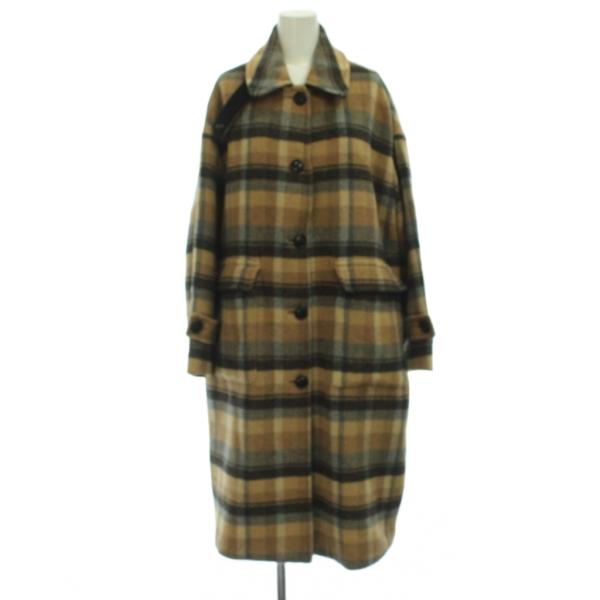 バナナリパブリック BANANA REPUBLIC コート S 茶 ベージュ チェック柄 ステンカラー /JP レディース