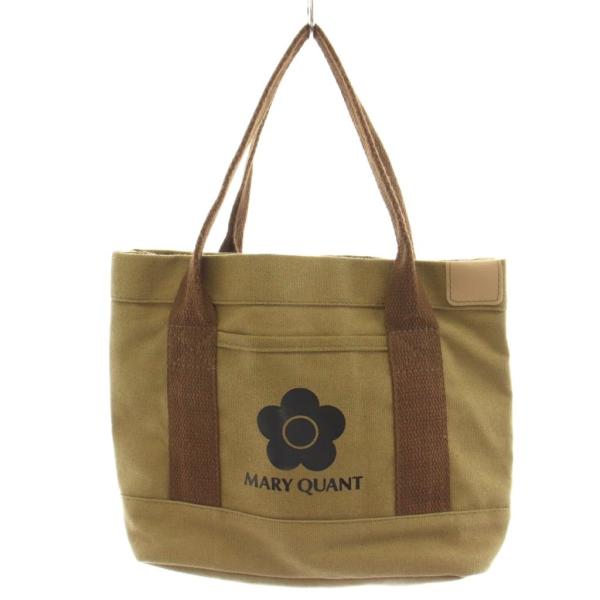 マリークワント MARY QUANT ハンドバッグ ロゴ キャンバス ベージュ