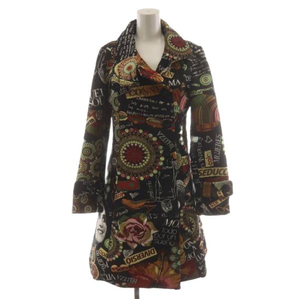 デシグアル Desigual コート ロング丈 総柄 ジャガード アウター 38 