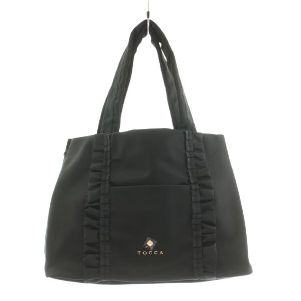 極美品✨TOCCA トッカ フリル ナイロン ブラックトートバッグ　撥水 トッカ TOCCA FRILL A4 NYLONTOTE トートバッグ ハンドバッグ フリル