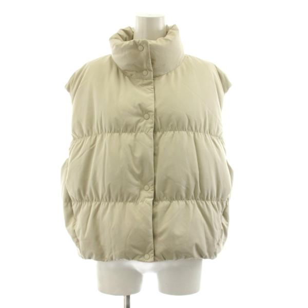 ユニクロ UNIQLO C 24年 ダウンクロップドベスト スタンドカラー XL ライトベージュ 211-472014 /KU レディース