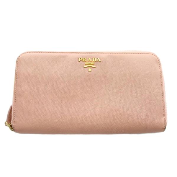 プラダ PRADA 長財布 ラウンドファスナー 小銭入れ レザー ピンク /AN15 ●D ■OH レディース