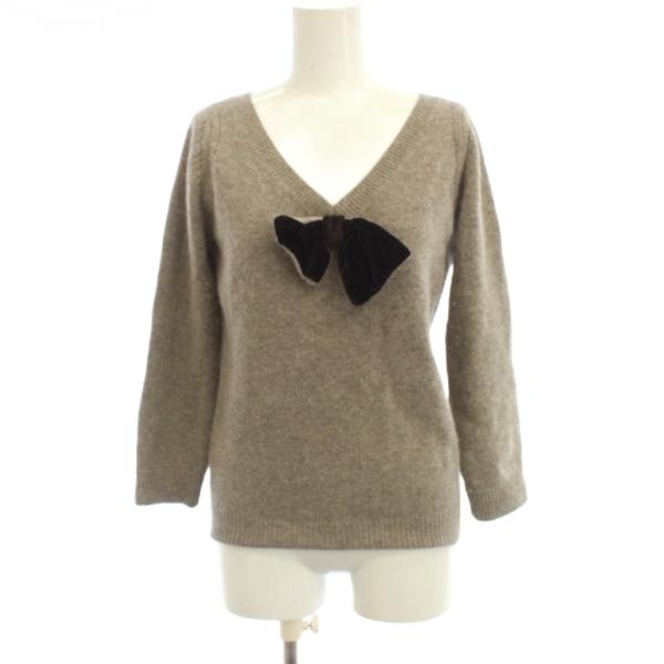 マークバイマークジェイコブス MARC by MARC JACOBS ニット セーター S ベージュ Vネック リボン 長袖 /JP レディース