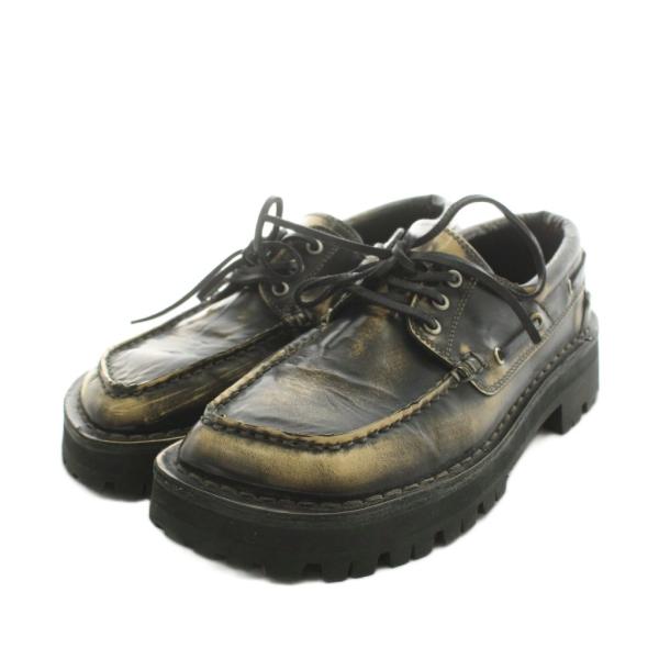カンペール CAMPER LAB COLLECTION EKI USED加工 ローファー モカシン スクエアトゥ レザー 37 黒 ブラック K201153-001 /AN