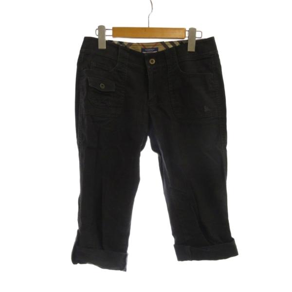 バーバリーブルーレーベル BURBERRY BLUE LABEL クロップドパンツ デニム ジーンズ 麻 38 黒 ロールアップ 七分丈 /JP レディース