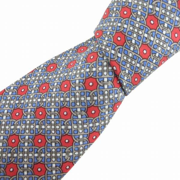 HERMES エルメス ネクタイ ビジネス カジュアル 総柄 絹 シルク