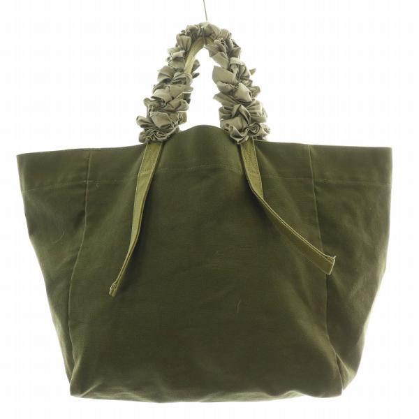 ラドロー LUDLOW ハンドバッグ トートバッグ フリル キャンバス カーキ  