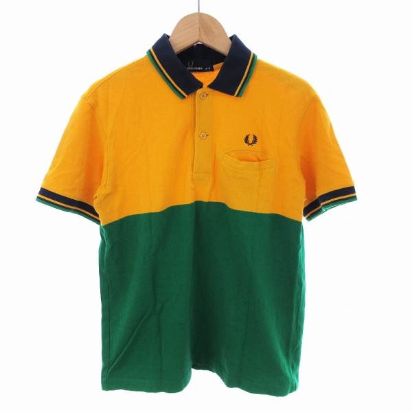 極美品 FREDPERRY フレッドペリー ネイビー 緑 ポロシャツ M 半袖 希少カラー】フレッドペリー FRED PERRY 半袖 ポロシャツ L